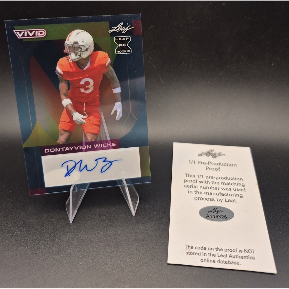 2023 Leaf Vivid Dontayvion Wicks 1/1 Pre-Production Proof Autograph Blue (RC) AU